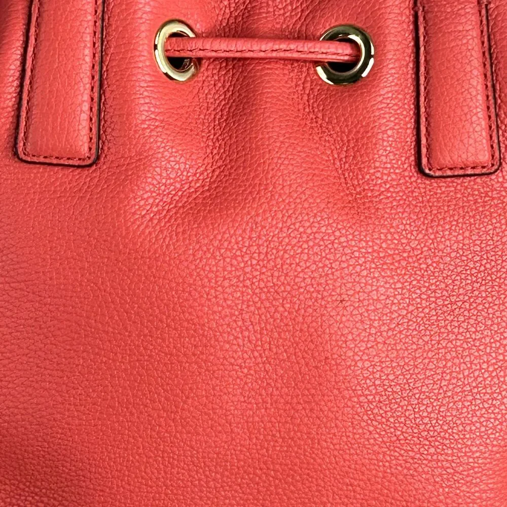 MICHAEL KORS Camden Satchel Crossbody Bag Coral Salmon Pink Leather Gold